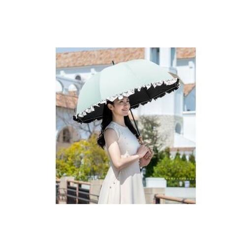 ロサブラン【日傘】ラージ フリル【60cm】【ミント×アイボリー】