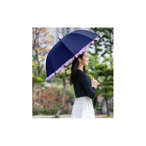 ロサブラン【日傘】ラージ フリル【60cm】【ネイビー×ラベンダー】