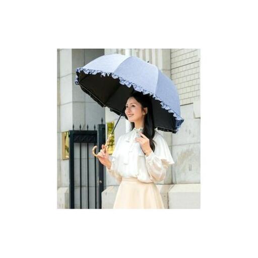 ロサブラン【日傘】ラージ フリル ダンガリー【60cm】【ダンガリーブルー】