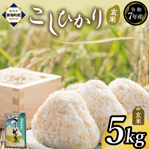 新地産こしひかり玄米5kg|コシヒカリ お米 2025年産 おこめ ライス R7 ご飯 ごはん 数量限定 ブランド米 令和7年度産 健康 つやつや もちもち 新地町