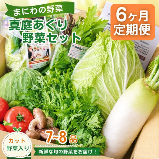 【6カ月定期便】真庭あぐり野菜セット セットカット野菜が1品入る 7～8品 / 詰め合わせ 産地直送 お試し 岡山県 産直工房 新鮮 あぐりガーデン 国産 【配送不可：北海道／沖縄県／離島】  【jujy-tkb049】