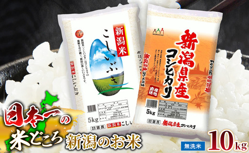 米 R7年産 新潟県産 無洗米10kg 極み食べ比べセット（コシヒカリ×こしいぶき） 各5kg