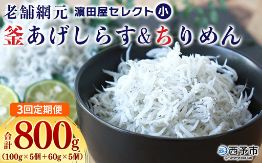 ＜老舗網元 濵田屋セレクト 釜あげしらす＆ちりめん (合計800g) 3回定期便＞ 『お申込み月の翌月より配送開始』 減塩 釜揚げ シラス じゃこ 海鮮 海産物 丼 おにぎり 具材 ご飯 おつまみ おやつ 小魚 乾物 国産 マルヨシ水産 特産品 愛媛県 西予市【冷凍】AMS0026