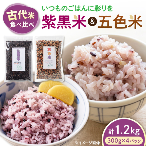 五色米＆紫黒米 古代米食べ比べセット（各2セット） 滋賀県長浜市/草野農場[AQDT023]
