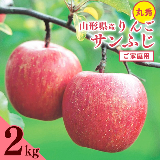 《ご家庭用》 令和8年産 りんご 「サンふじ」 丸秀品 2kg 2026年産 山形県産【2026年11月中旬頃から12月頃発送予定】　010-B-JA058