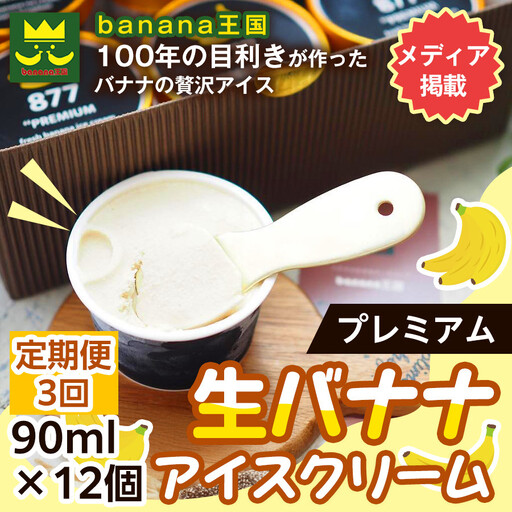 【定期便3ヶ月】【果実のままの甘み】プレミアム生バナナアイスクリーム 12個セット｜冷凍スイーツ 濃厚 なめらか ひんやり デザート おやつ ご褒美 おしゃれ プレゼント 手土産 お祝い 女性向け おうちカフェ お取り寄せ 愛知県 名古屋
