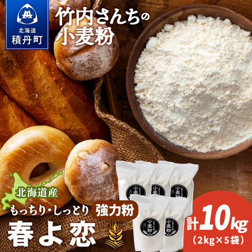 竹内さんちの小麦粉【北海道 春よ恋（２kg×５袋）保存に便利なチャック付袋！】小麦粉 2kg 10kg 春よ恋 小分け お菓子 パン