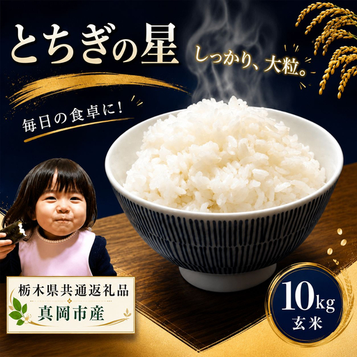 お米 令和8年産 とちぎの星 玄米 10kg【2026年産】 | 栃木県共通返礼品 真岡市産