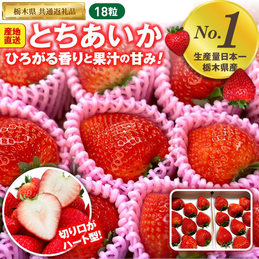 いちご とちあいか 18粒入【栃木県共通返礼品】 | いちご イチゴ 苺 とちあいか 生いちご 高級いちご 季節の果物 栃木県産 国産 農家直送 ギフト プレゼント お祝い お返し いちごギフト ※2026年12月～発送