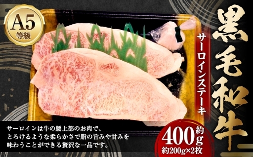 A5等級 黒毛和牛 サーロインステーキ 約400g 旨味 お肉 肉 にく ニク 牛肉 牛 和牛 サーロイン ステーキ 冷凍