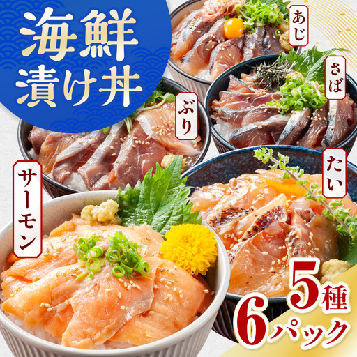 海鮮漬け丼 サーモン ブリ アジ 鯛 サバ（5種6パック） AE023