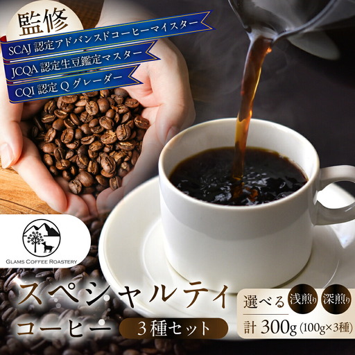 スペシャルティ 浅煎り/豆 300g 3種 コーヒー