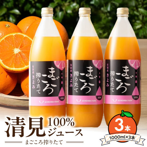 【まごころ搾りたて】清見100%ジュース 1000ml×3本_ZE6522