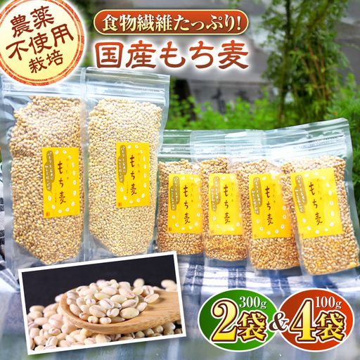 国産もち麦300g2袋 ＆ 100g4袋
