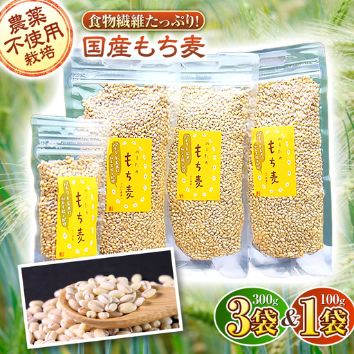 国産もち麦300g 3袋 & 100g 1袋