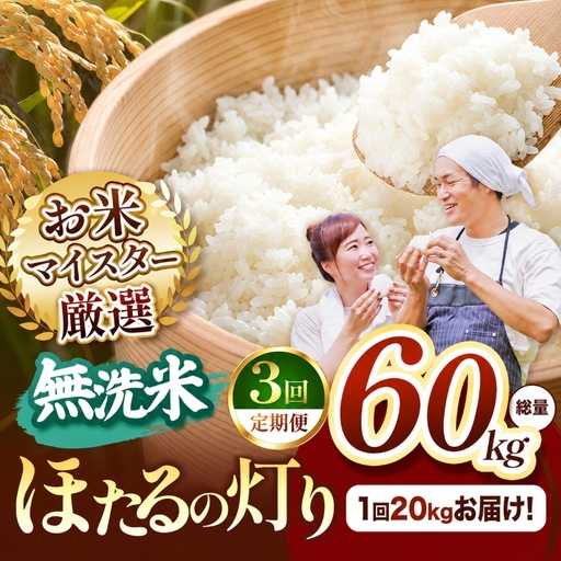 【定期便3回】熊本県産 無洗米 ほたるの灯り 20kg