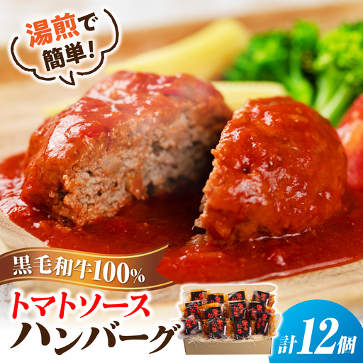 黒毛和牛100％トマトソースハンバーグ 計12個 島根県松江市/株式会社MJビーフ[ALIO003]