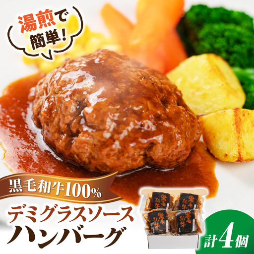 黒毛和牛100%デミグラスソースハンバーグ 計4個 島根県松江市/株式会社MJビーフ[ALIO004]