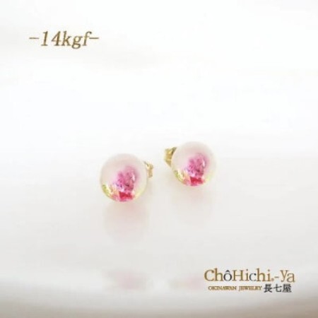長七屋の月桃ピアス 14KGF(BOX付)[Ge-GFーPi06-1]証明書付