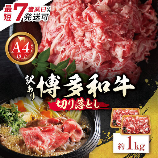 Z59-30 博多和牛A4ランク以上 切り落とし 約1.0kg 博多和牛