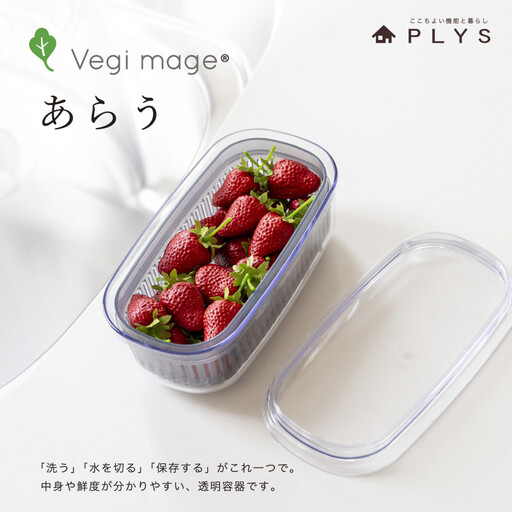 【グレー】ベジマジあらうスリム 野菜保存容器 ボウル ザル セット フタ付き 透明
