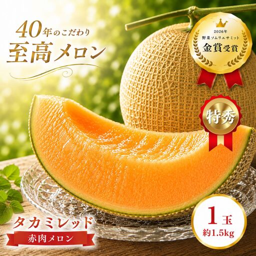 【2027年 先行予約】タカミレッド 1玉(約1.5kg) | 完熟 果物 メロン