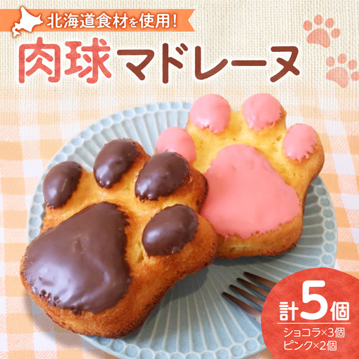 肉球マドレーヌ5個セット|北海道産 焼き菓子 スイーツ 北海道 札幌市