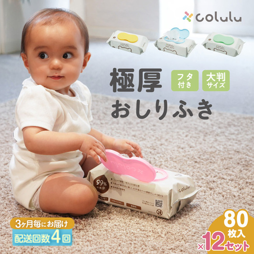 【４回定期便】おしり拭き 80枚入り 12個セット（3468）