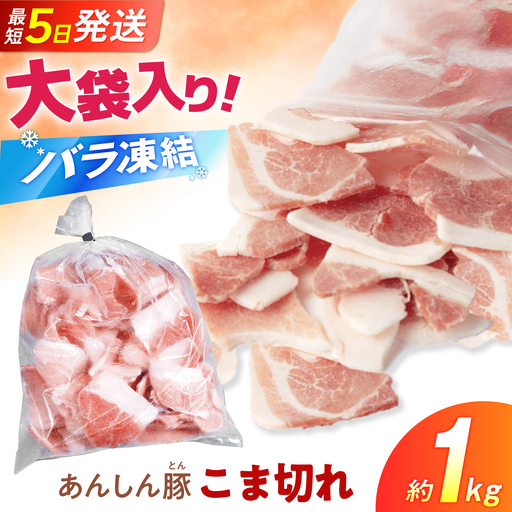 豚肉 こま切れ 計1kg《バラ凍結》藤井ファーム[AWAF096]豚こま