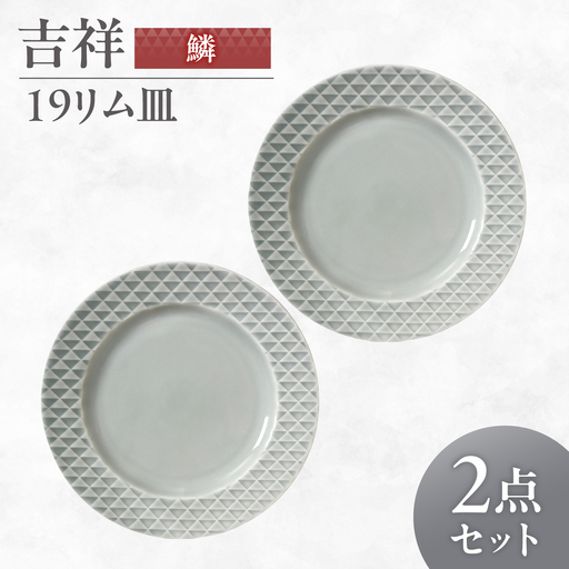 【美濃焼】 吉祥 19リム皿 鱗 2枚セット 瑞浪市 / JS企画 小田陶器  陶器 食器 お皿 皿  お皿 リムプレート 丸皿[AZAZ337]