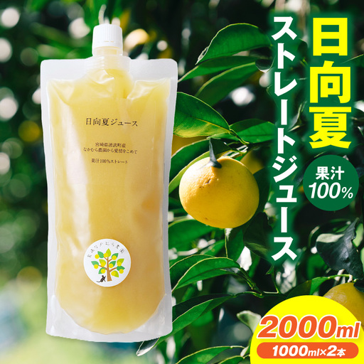 日向夏ストレートジュース100％(1000ml×2本セット) 日向夏 ジュース 柑橘