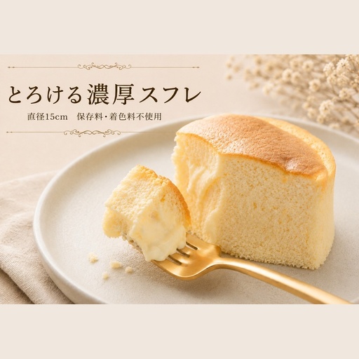 スフレチーズケーキ  とろける濃厚スフレ（直径15㎝）【rkn002】