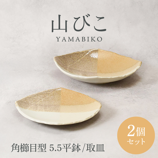 【美濃焼】山びこ 角櫛目型 5.5平鉢 ＆ 取皿 各1枚 合計2枚セット【カネ定製陶】プレート 食器セット 和食器[MEI329]