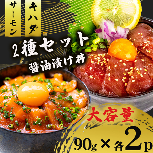 2種 醤油 漬け丼 90g×各2パック サーモン キハダマグロ