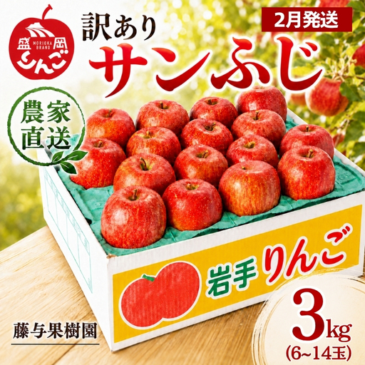 【2月発送】訳ありサンふじ3kg りんご 藤与果樹園 サンふじ fujiyo001t
