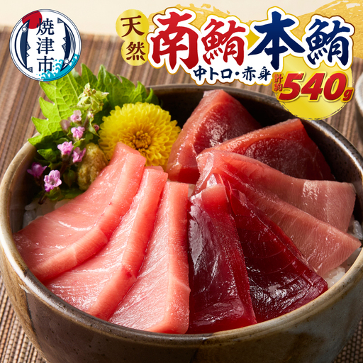 マグロ 本マグロ 南マグロ 天然 中トロ 赤身 食べ比べ 柵 贅沢 540g (a27-014)