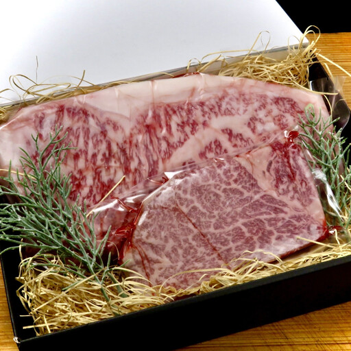 【セット】博多和牛A5ランク　ヒレサーロインステーキギフトセット  （ヒレステーキ約200g×1枚、サーロインステーキ約350g×1枚　合計約550g）