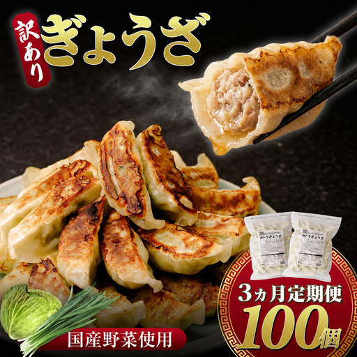 餃子 訳あり 3ヶ月定期便 たっぷり 100個 大容量 冷凍餃子