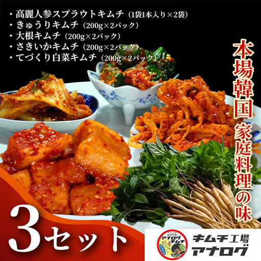 5種の本格キムチ食べ比べ 4種のキムチ(各200g×6パック)＋スプラウトキムチ(1本入り×6袋)(H104271)
