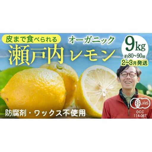 瀬戸内 オーガニック レモン 先行予約 ノーワックス 防腐剤不使用 防カビ剤不使用 有機JAS認証 中原観光農園  約9kg (80～90個程度) 国産 広島 大崎上島町産 【 2027年2月～3月発送 】