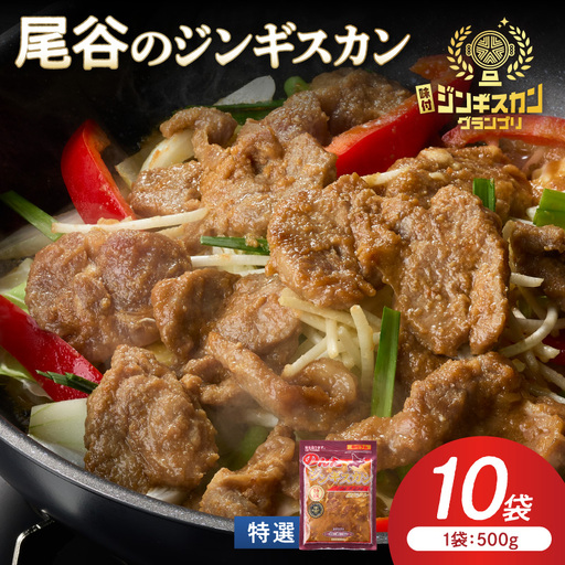 【特選ラムの旨味が凝縮】尾谷のジンギスカン 特選味付ラム 500g×10袋 ( 北海道 肉 羊肉 ラム肉 じん ジンギスカン )【045-0030】