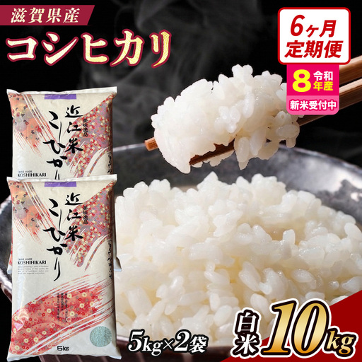 【令和8年産 新米 先行予約】【定期便】近江米コシヒカリ 10kg×6回定期便（精米）※2026年9月～発送 (173433-40043429)