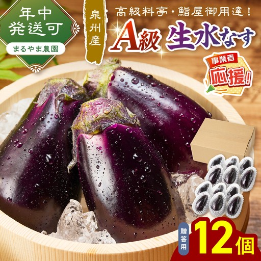 まるやま農園 贈答用 泉州A級生水なす 12個入【ふるさと納税3.0】【087D-125】