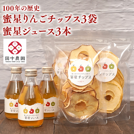 蜜星 りんごチップス 25g×3袋 りんごジュース 180ml×3本 セット [hi-0039-012]