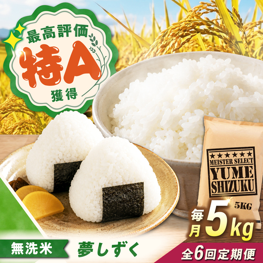 【6回定期便】 無洗米 夢しずく 5kg（5kg×1袋） 無洗米 お米 白米 精米 佐賀県産 米 /大塚米穀店[UFE012]