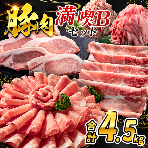 数量限定 [満喫Bセット] 豚肉 合計4.5kg 国産 ロース 肩ロース スライス モモ ウデ ミンチ ハンバーグ しゃぶしゃぶ 詰め合わせ 大容量 冷凍 小分け 便利 おすすめ 送料無料
