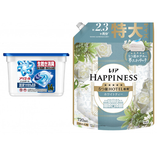 アリエール ジェルボール プロ 本体14個 & レノアハピネス ホワイトティーの香り つめかえ用720mL