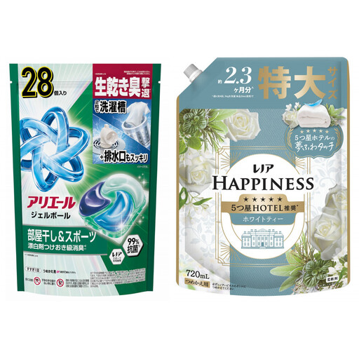アリエール ジェルボールプロ 部屋干し 28個入 & レノア ホワイトティー つめかえ用 720mL