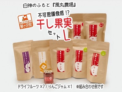 ドライフルーツ 不可思議食感！？ 干し果実 セット L 白神のふもと 風丸農場 ドライアップル りんごジャム 煎り毛豆 干しプルーン / 干し柿 詰め合わせ りんご 干しリンゴ アップル ジャム ドライ プルーン 柿 無添加 フルーツ 果物 青森 青森県