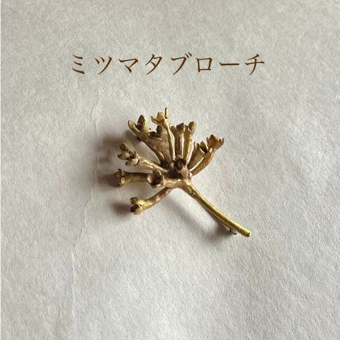 ブローチ ミツマタ 真鍮 YUKIKOMATSUI ブローチ